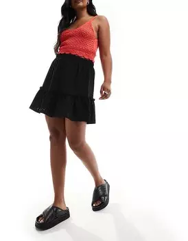 JDY – Черная мини-юбка Pointelle с рюшами