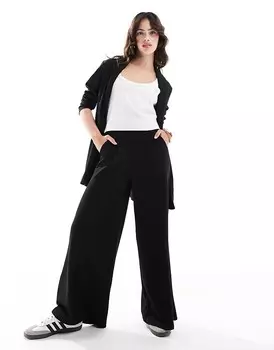 JDY – Черные приталенные широкие брюки - часть комплекта