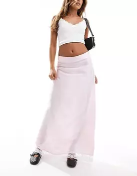 JDY – Юбка макси розового цвета с кружевной отделкой