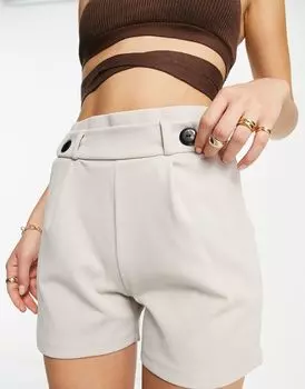 JDY – серые приталенные шорты с декоративной застежкой на пуговицы