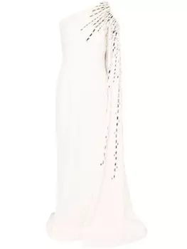 JEAN-LOUIS SABAJI креповое платье с кристаллами, белый