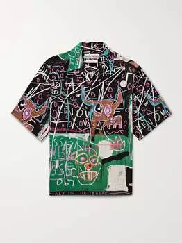 Jean-Michel Basquiat Тканая рубашка с принтом и трансформируемым воротником WACKO MARIA, черный