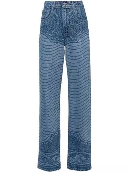 Jean Paul Gaultier джинсы прямого кроя с лазерной печатью, синий