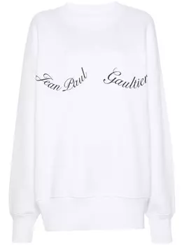 Jean Paul Gaultier хлопковая толстовка с логотипом-аппликацией, белый
