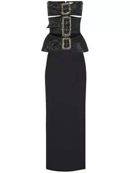Jean Paul Gaultier кожаное платье миди с пряжкой, черный