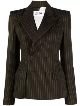 Jean Paul Gaultier pinstriped double-breasted wool blend blazer, коричневый
