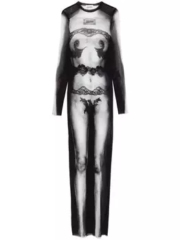 Jean Paul Gaultier платье макси с принтом, черный
