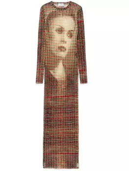 Jean Paul Gaultier платье с принтом лица, нейтральный цвет