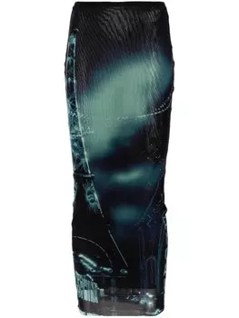 Jean Paul Gaultier юбка макси с принтом Pigalle, синий