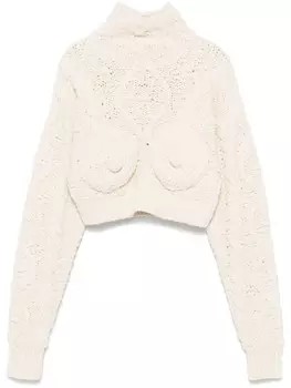 Jean Paul Gaultier укороченный свитер с коническим бюстгальтером, белый