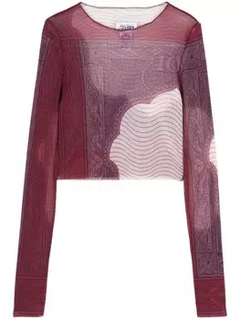 Jean Paul Gaultier укороченный топ с длинными рукавами, красный