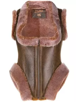 Jean Paul Gaultier жилет с меховой отделкой из коллаборации с KNWLS, коричневый