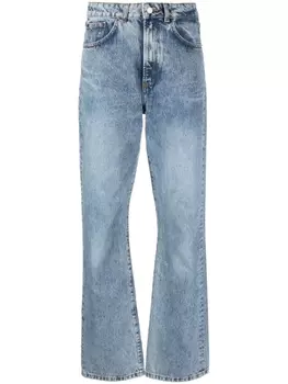 Jeanerica logo-patch organic cotton straight-leg jeans, синий