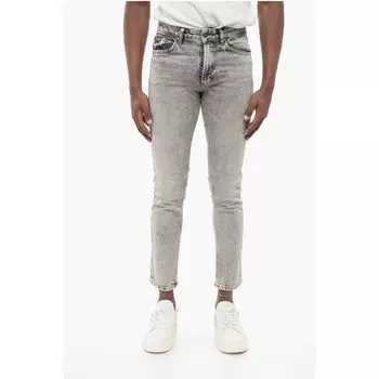 JEANS COUTURE Узкие джинсы с эффектом потертости, 14 см Versace, Gray