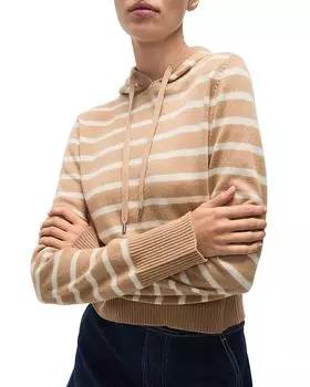 Эдриан Кашемировый худи-свитер Veronica Beard, коричневый/бежевый