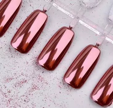 Эффект розового золота GLASS №00 - зеркальная пыль для декорирования гибридных лаков, УФ-гелей и акрила 3мл, AllePaznokcie