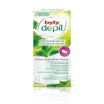 Эффективные и натуральные полоски для депиляции линии бикини (12 шт.) Byly