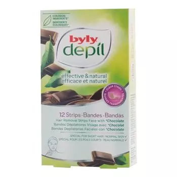 Эффективные и натуральные шоколадные полоски для депиляции лица (12 шт.) Byly