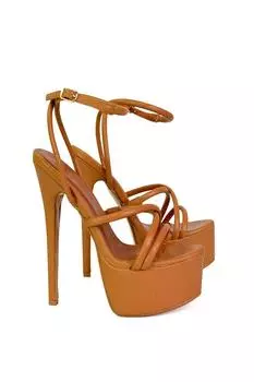 Эффектные туфли на высоком каблуке-шпильке с ремешком на щиколотке 'Maia' для вечеринки XY London, бежевый