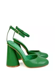 Эффектный каблук с блоком цилиндров и ремешком на щиколотке Ekin XY London, зеленый