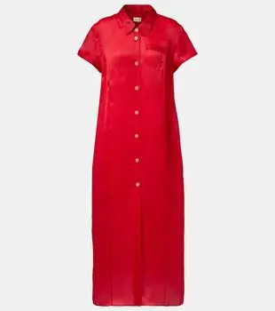 Эффи макси-платье из шелка и хлопкового органа Khaite, Raspberry