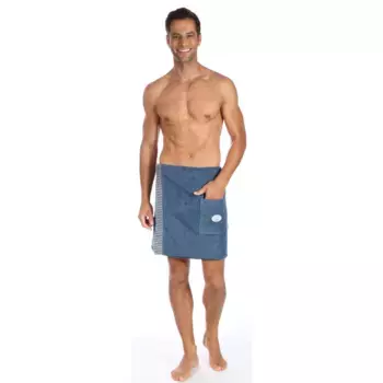 Эгерийский полотенце-халат «Бен», (1 шт.), с полосатым акцентом Egeria, цвет blau