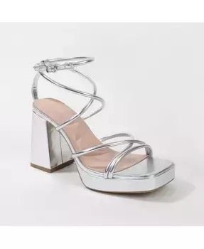 Эгги Босоножки на платформе со шнуровкой BERNESS, серебряный