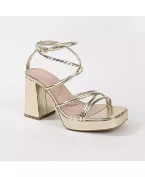 Эгги Босоножки на платформе со шнуровкой BERNESS, золотой