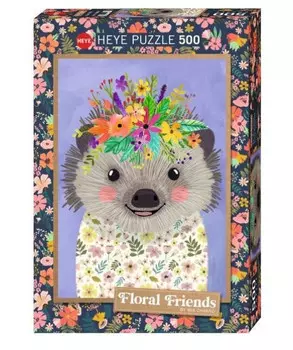 Эй, пазл Floral Friends, Ежик, Миа Чарро, 500 шт. Heye