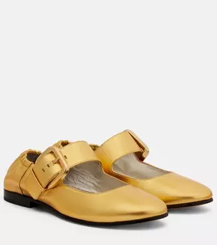 Эйми металлик кожаные балетки Mary Jane Bottega Veneta, золотой