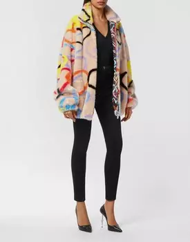 Эко Меховая Куртка Сердце Philipp Plein, мультиколор