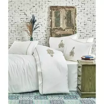 Экокотон Alya Комплект постельного белья кремового цвета