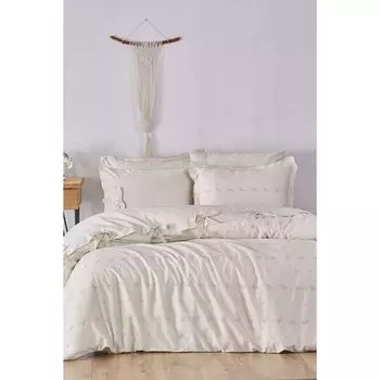 Экокотон Кармен Комплект постельного белья 100% органический хлопок Сатин с вышивкой Бежевый 200X220 см