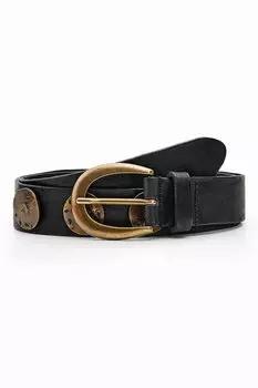 Экокожа и кожаный ремень с металлическими деталями Desigual, черный