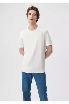 Экологически чистая белая базовая футболка обычного кроя/нормального кроя Mavi, бежевый