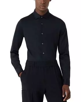 Экологичная спортивная рубашка Essential Slim Fit из лиоцелла Emporio Armani, синий