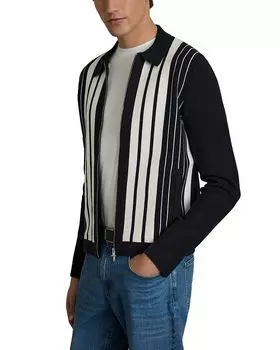 Экологичная вязаная куртка Regular Fit с полосками REISS, синий