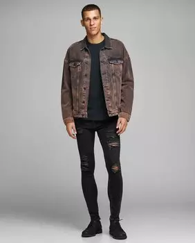 Экологичные черные мужские джинсы скинни Liam Jack & Jones, черный