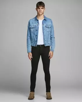 Экологичные черные мужские джинсы скинни Liam Jack & Jones, черный