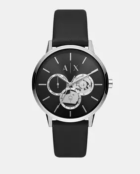 Экологичные мужские часы AX2745 многофункциональные черные кожаные Armani Exchange, черный