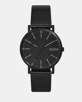 Экологичные мужские часы Signatur SKW6579 с черной стальной сеткой Skagen, черный