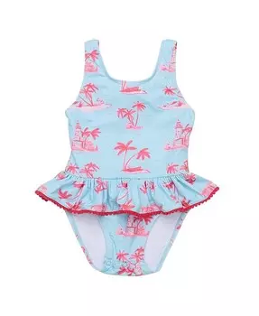 Экологичный купальник с юбкой Snapper Rock для девочек Lighthouse Island – для малышей и маленьких детей, синий