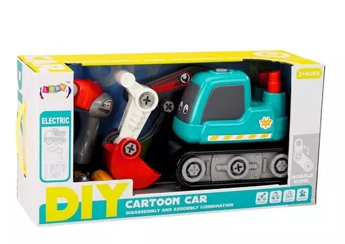 ЭКСКАВАТОР Скручивающий DIY КОНСТРУКЦИОННЫЙ КОМПЛЕКТ ОТВЕРТКА ИНСТРУМЕНТЫ С ПОДВИЖНЫМ КОВШОМ Lean Toys