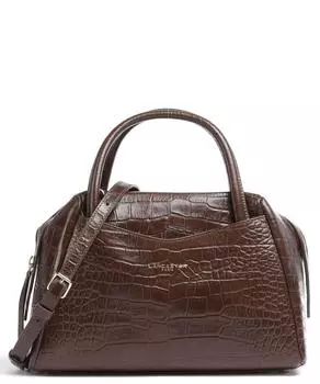 Экзотическая сумочка под крокодила из тисненой воловьей кожи Lancaster, коричневый