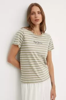 ЭЛЬБА хлопковая футболка Pepe Jeans, зеленый