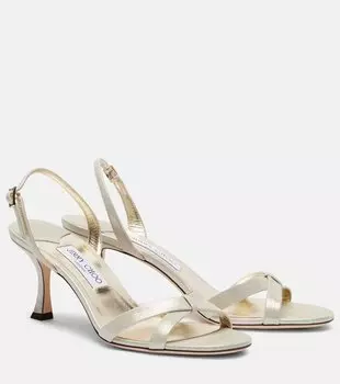 Эльси 70 сандалии из металлизированной кожи Jimmy Choo, Light Soft Gold