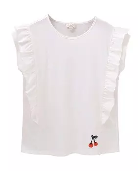 Эластичная футболка для девочки с рюшами по бокам Dadati, белый