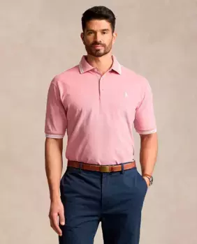 Эластичная мужская рубашка-поло стандартного кроя больших размеров Polo Ralph Lauren, розовый