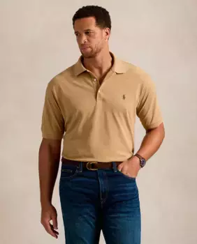 Эластичная мужская рубашка-поло стандартного кроя больших размеров Polo Ralph Lauren, цвет Camel