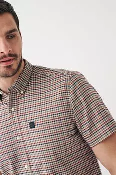 Эластичная оксфордская рубашка с короткими рукавами в клетку Next